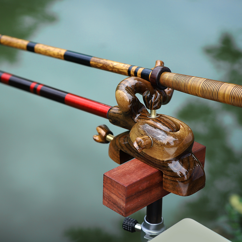 Fishing Rod Rack - CHILENT 釣り竿ホルダー 調節可能な木製日本式釣り竿 アジア要素アクセサリー ブラケット 釣りラックツール