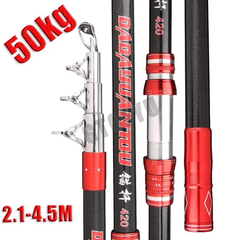Fishing Rod Surf - 長距離カーボン釣り竿,釣りアクセサリー,伸縮スティック,高品質,50kg,2.1-4.5m