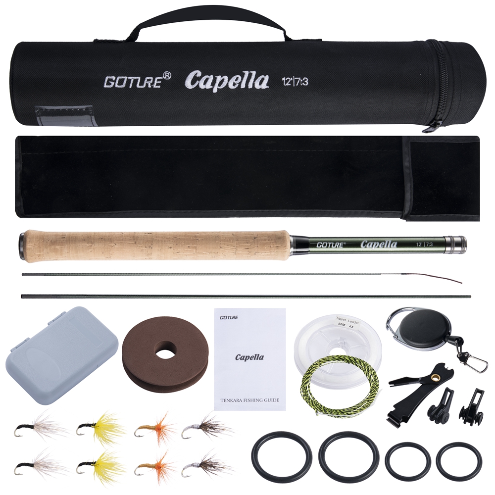 Fishing Rod Building Kit - Goture テンカラ フライフィッシングロッドコンボ 3.6 メートル超軽量カーボンファイバーロッドラインルアークリッパーポータブルテンカラロッドセットタックル