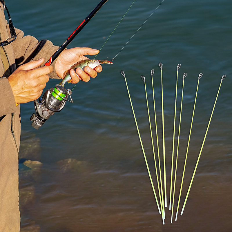 Fishing Rod Building Kit - 5 個 42 センチメートルボート/ラフトロッドチップスペアテールグラスファイバー修理交換釣竿チップトップリング付き釣り具アクセサリー