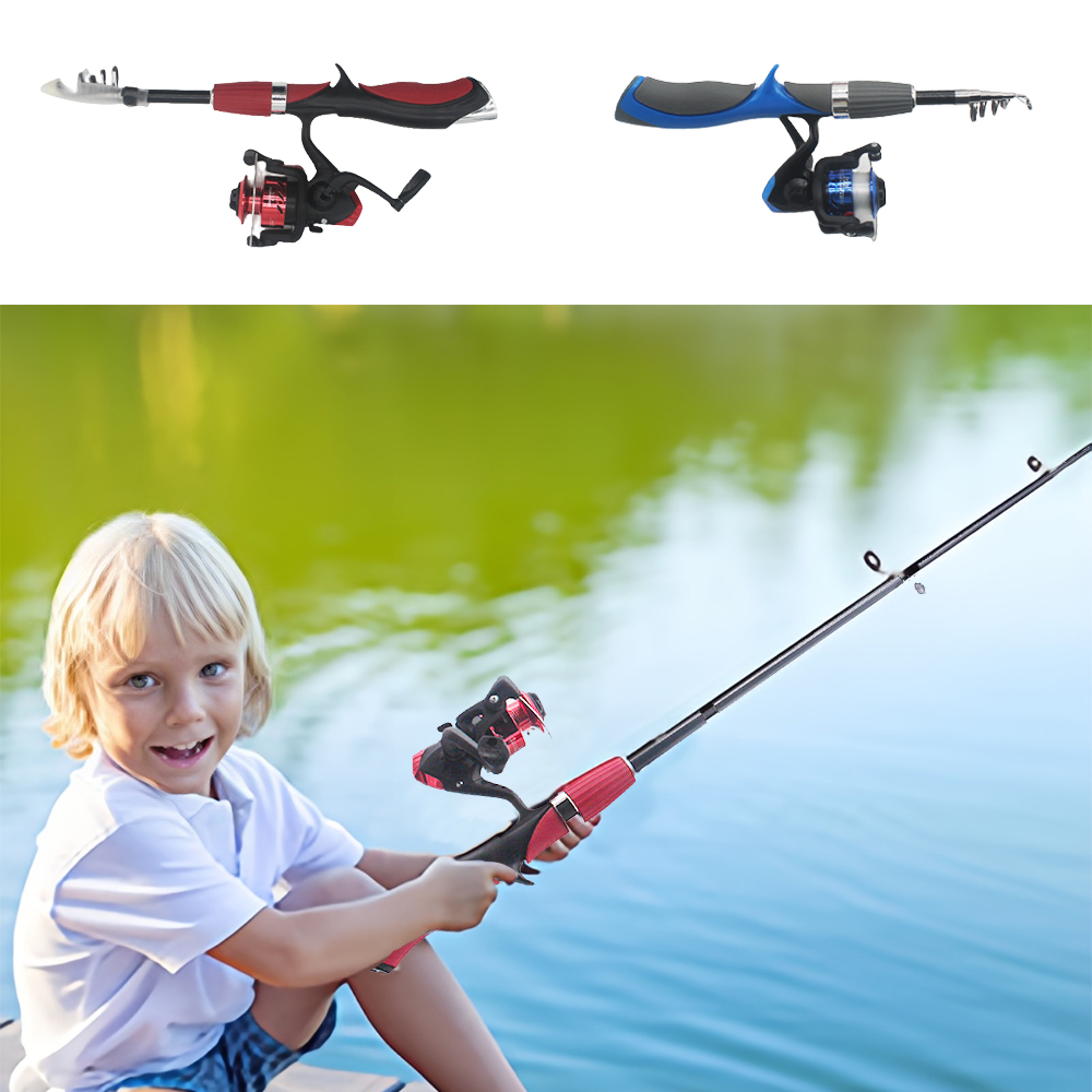 Fishing Rod Ice - 子供用伸縮式フィッシングロッド,スピニングリール,餌フック,淡水と子供用