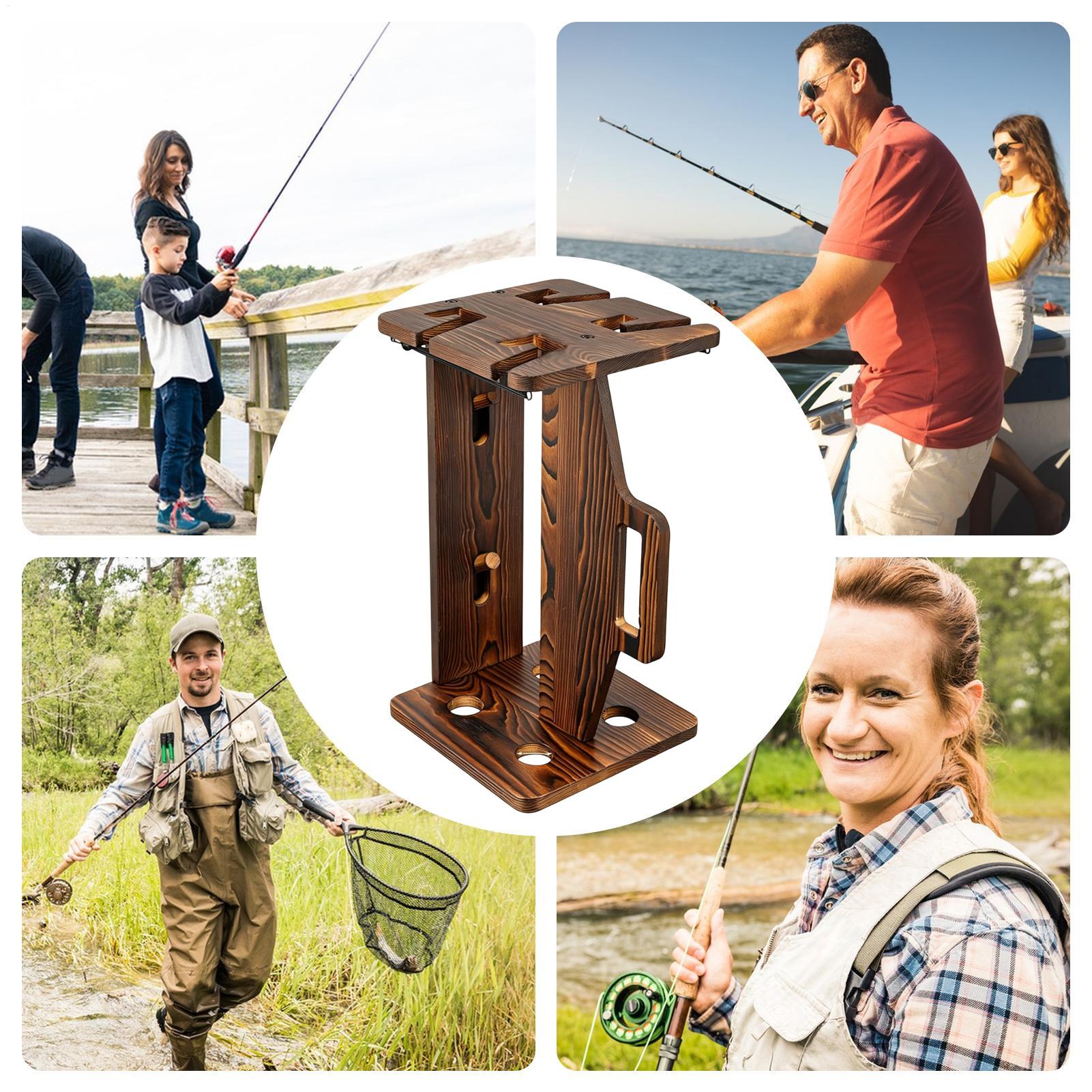 釣り竿ホルダー木製ポータブル調整可能な壁掛けオーガナイザー釣 - Fishing Rod Rack のレビューと価格