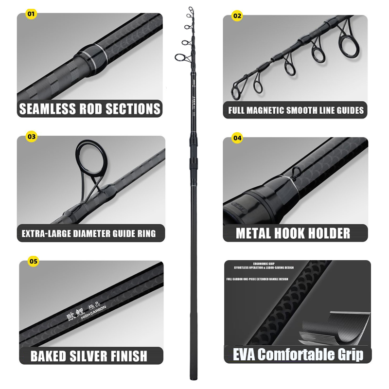 3.0M-4.2M 鯉用伸縮式釣り竿、30-200g ルアー - Fishing Rod Surf のレビューと価格